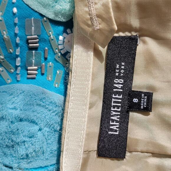 Lafayette 148 Beaded Applique Linen Pencil Skirt size 8 - Picture 6 of 8